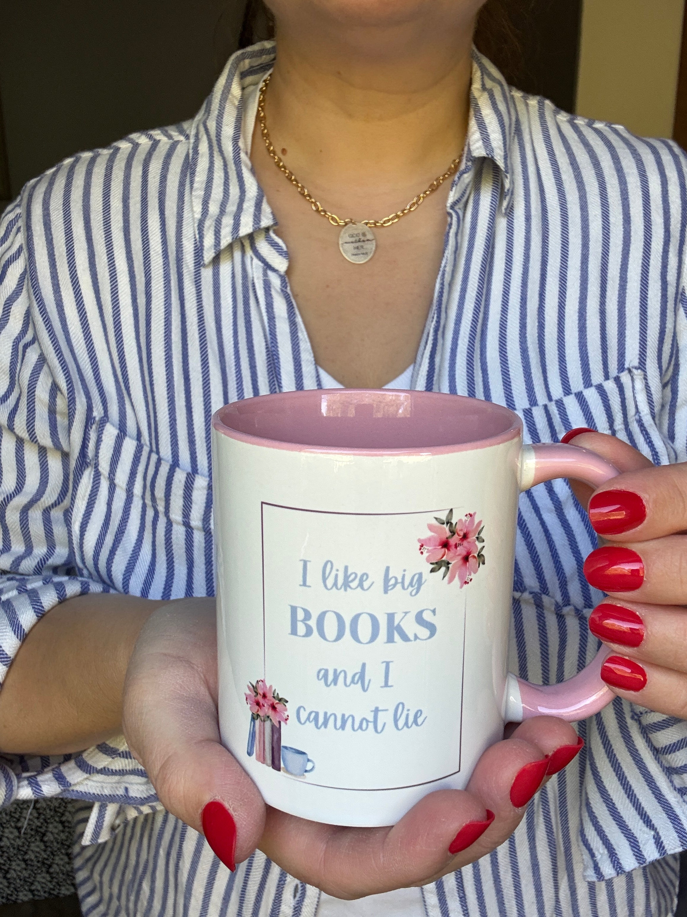 I Like Big Books Mug 11 oz - Pink