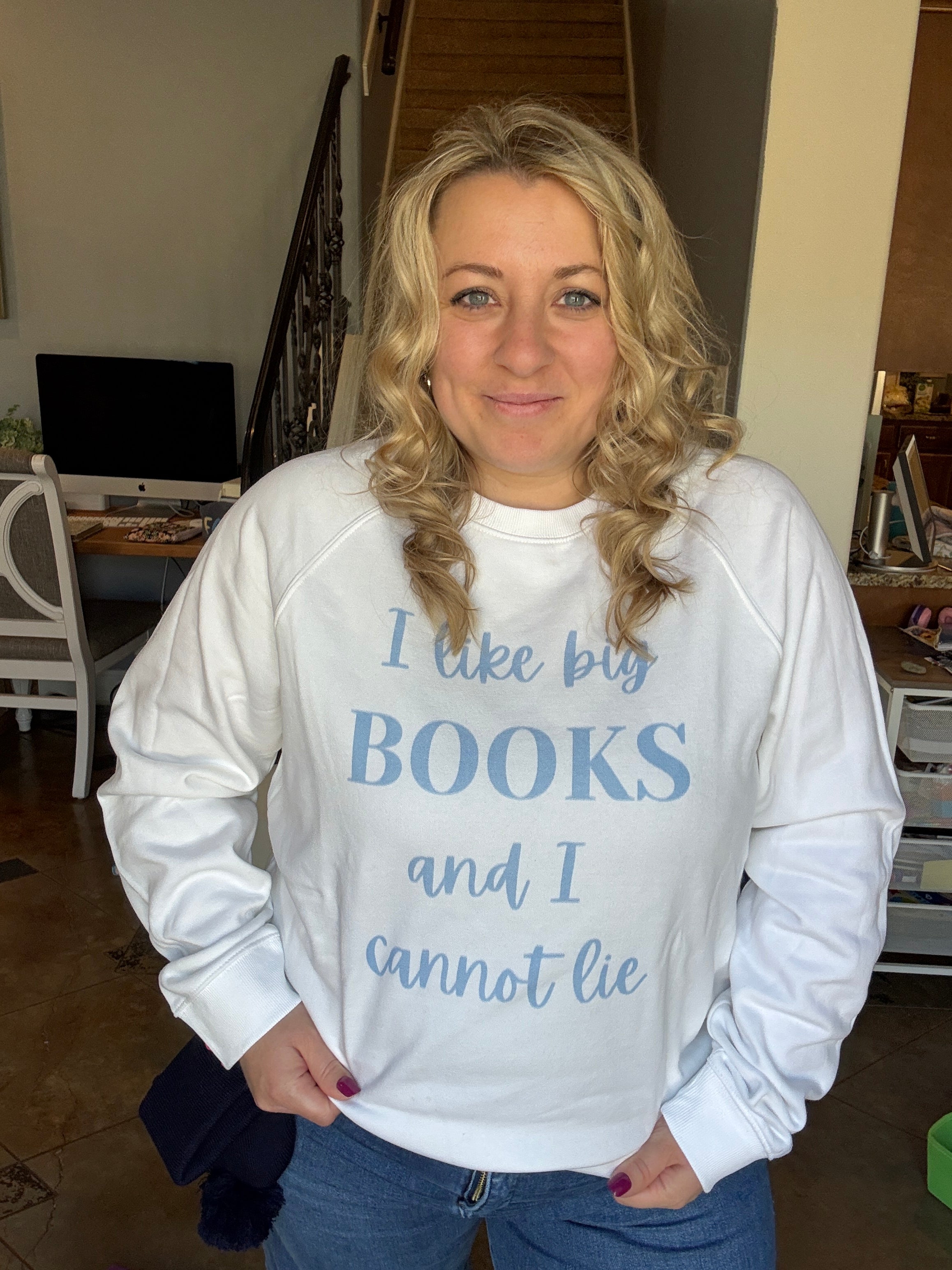 I Like Big Books Unisex organic raglan sweatshirt