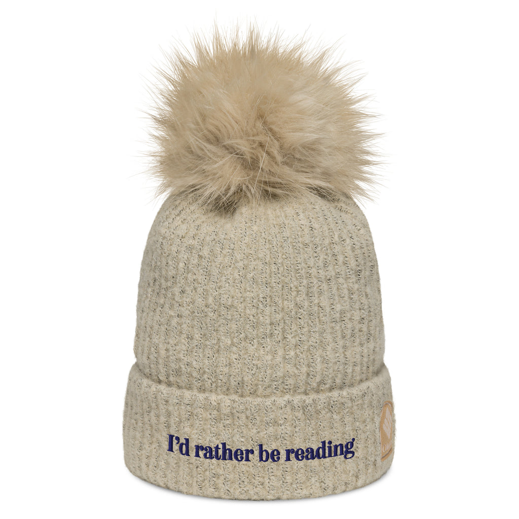 I’D RATHER BE READING Columbia pom-pom beanie