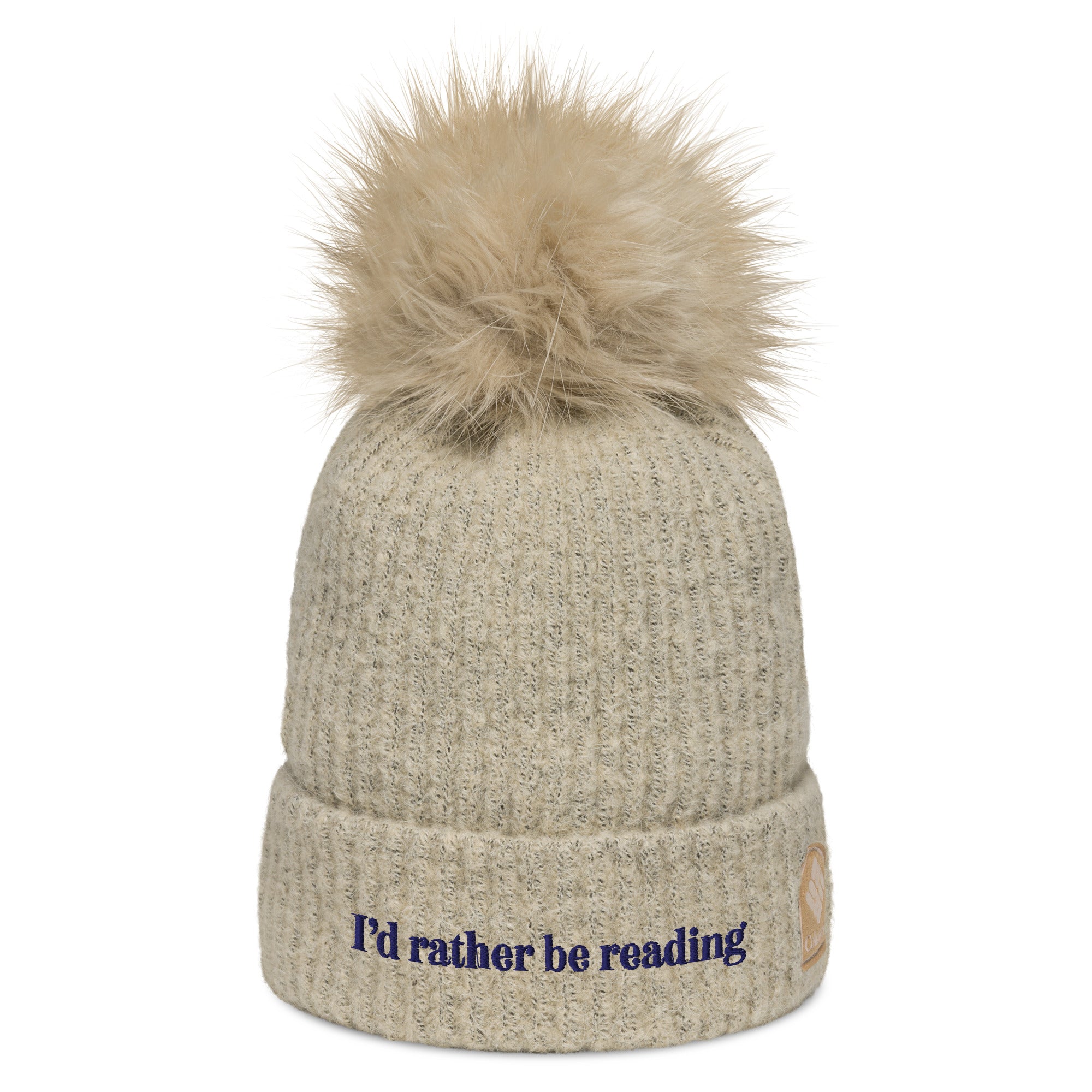 I’D RATHER BE READING Columbia pom-pom beanie