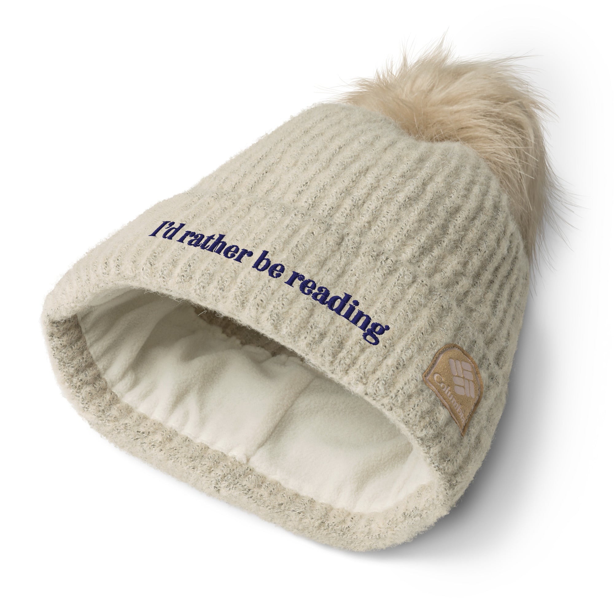 I’D RATHER BE READING Columbia pom-pom beanie