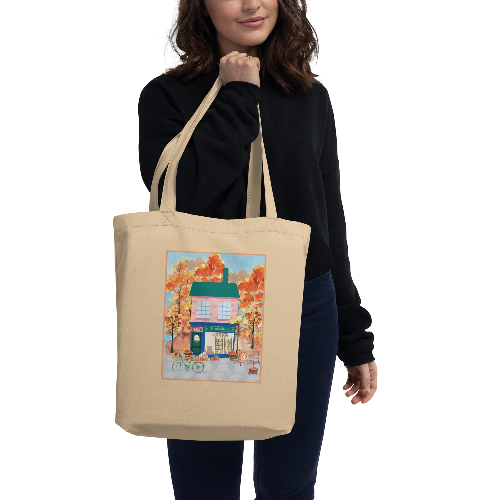 Cozy Autumn Bookshop Eco Tote Bag
