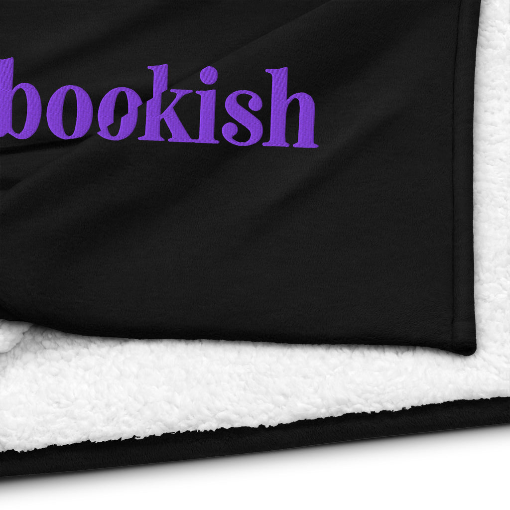 Purple BOOKISH Embroidered Sherpa Blanket